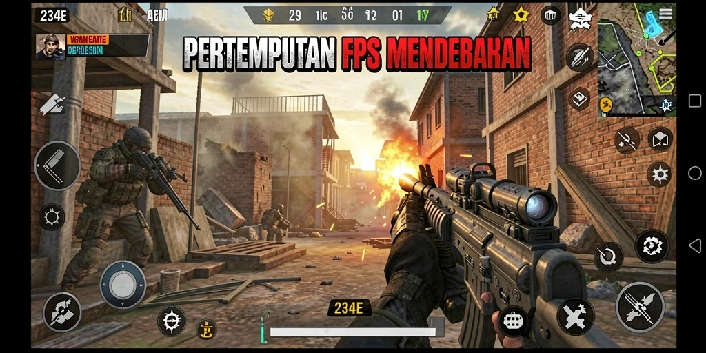 Tampak depan gameplay 234E menegangkan dan seru.