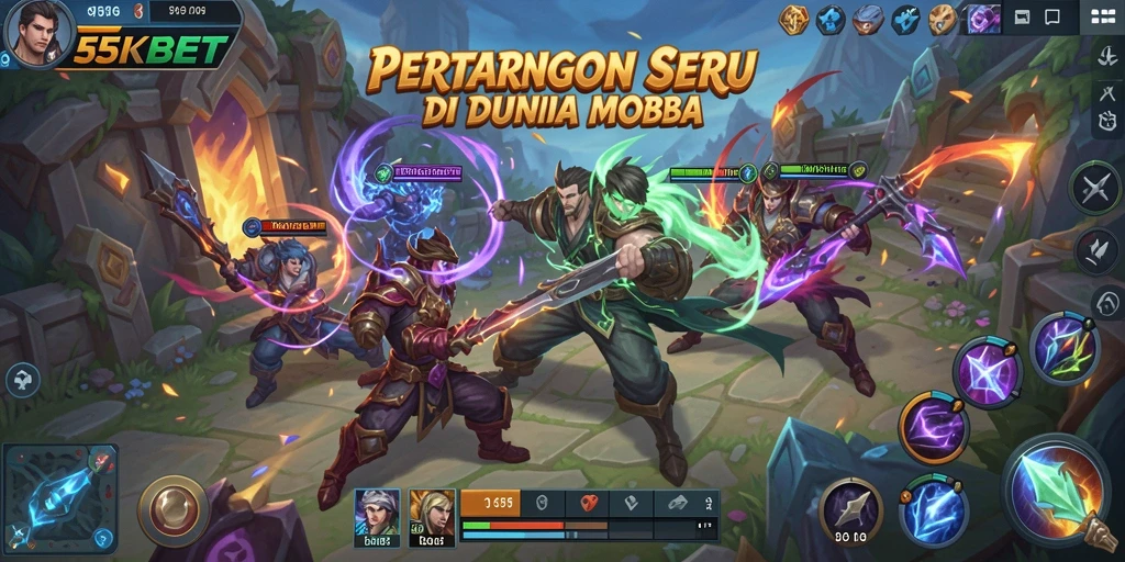 Screenshot gameplay 55KBET yang menampilkan pertarungan antar karakter.