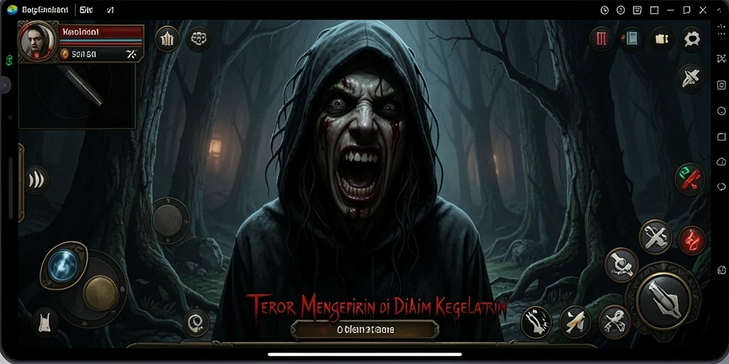 Screenshot permainan 5ZK menunjukkan suasana Horror yang mencekam.