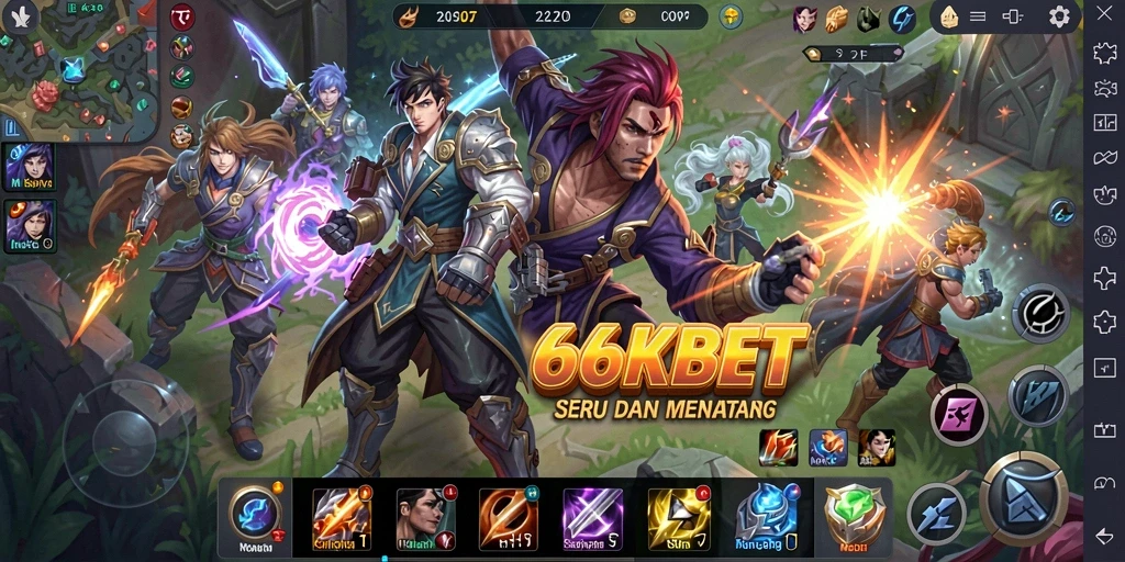 Screenshot menunjukkan aksi seru pertandingan MOBA di 66KBET.