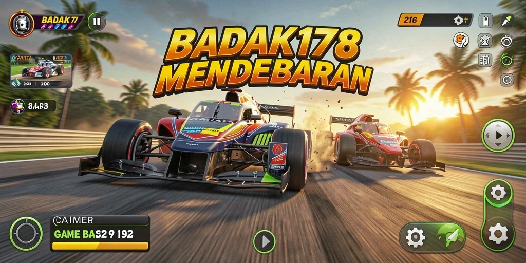 Tampilan gameplay BADAK178 yang mendebarkan saat balapan di trek.