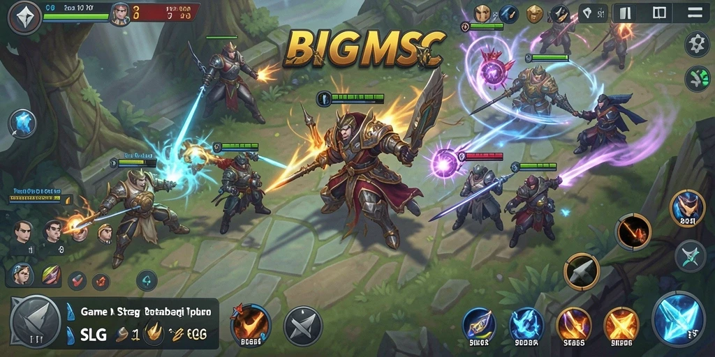 Tampilan gameplay BIGMSG yang menonjolkan pertempuran strategis yang intens.