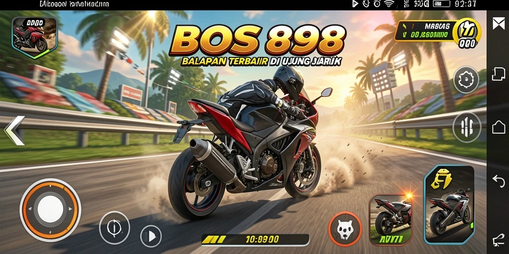 Gameplay seru dan grafis menarik dalam BOS898 saat balapan motor.