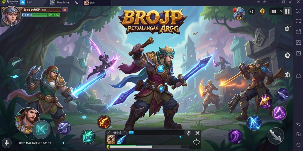 Screenshot gameplay BROJP menampilkan pertarungan seru di dunia fantasi.