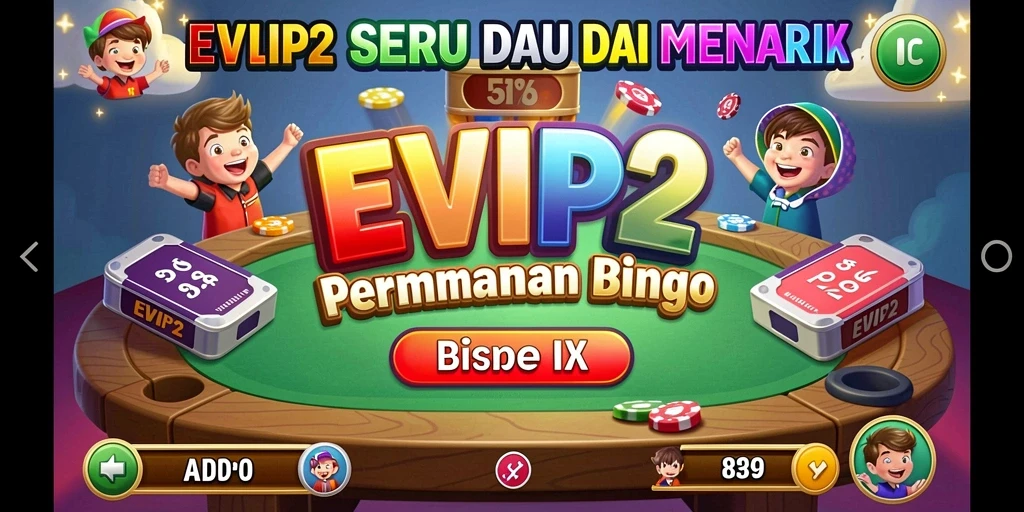 Tangkapan layar gameplay Bingo EVIP2 yang menampilkan suasana yang menyenangkan.