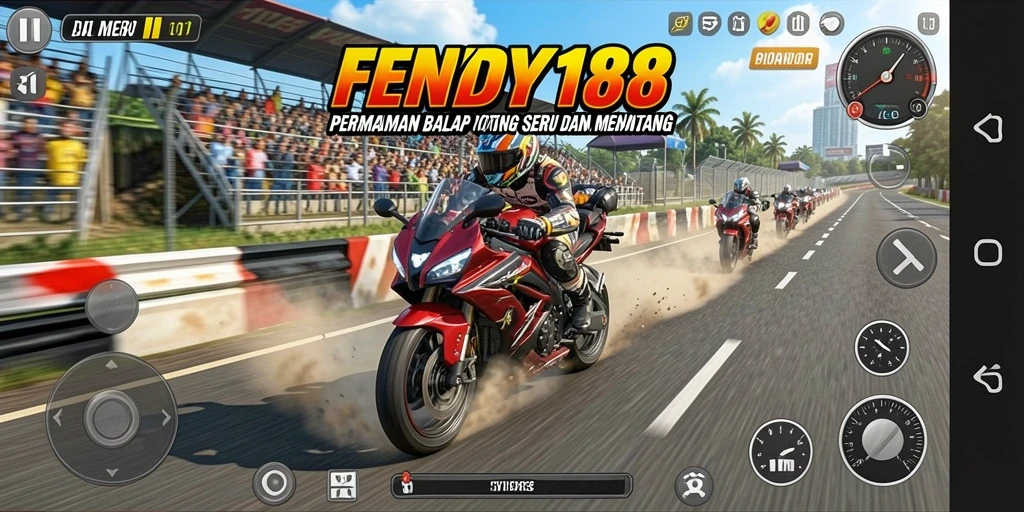 Tangkapan layar utama FENDY188 menampilkan aksi balapan motor yang mendebarkan.
