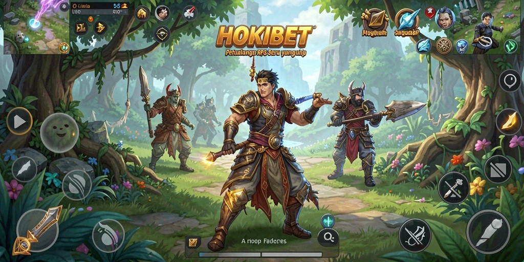 Tangkapan layar HOKIBET menunjukkan aksi pertarungan RPG yang seru.