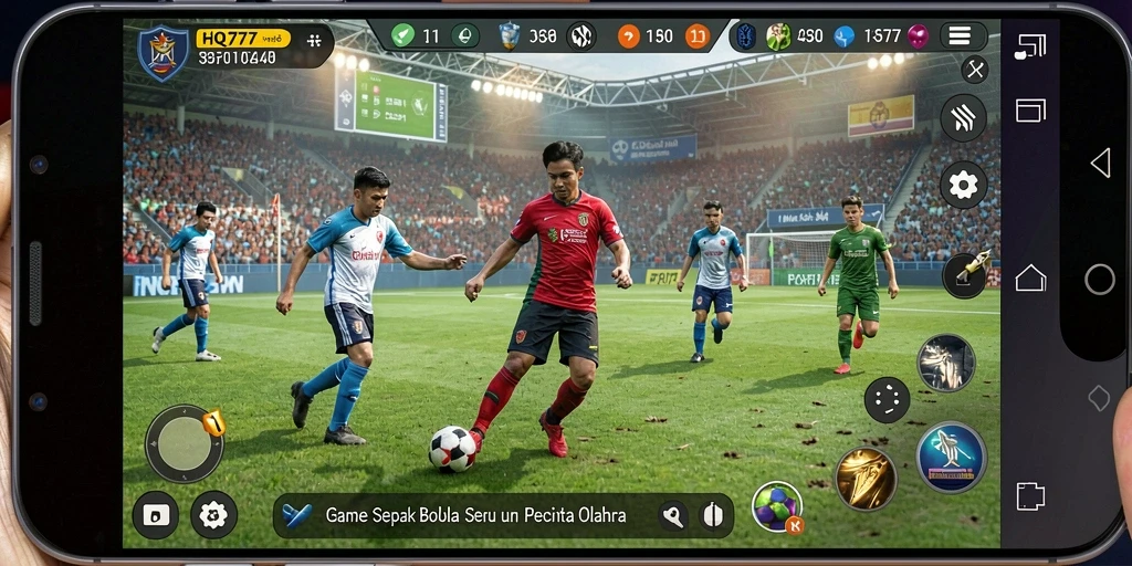 Tampilan gameplay HQ777 yang mendebarkan dalam pertandingan sepak bola.