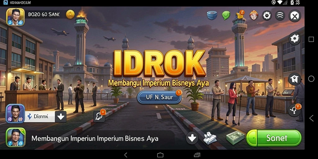 Tampilan permainan IDROK yang seru dalam manajemen bisnis.