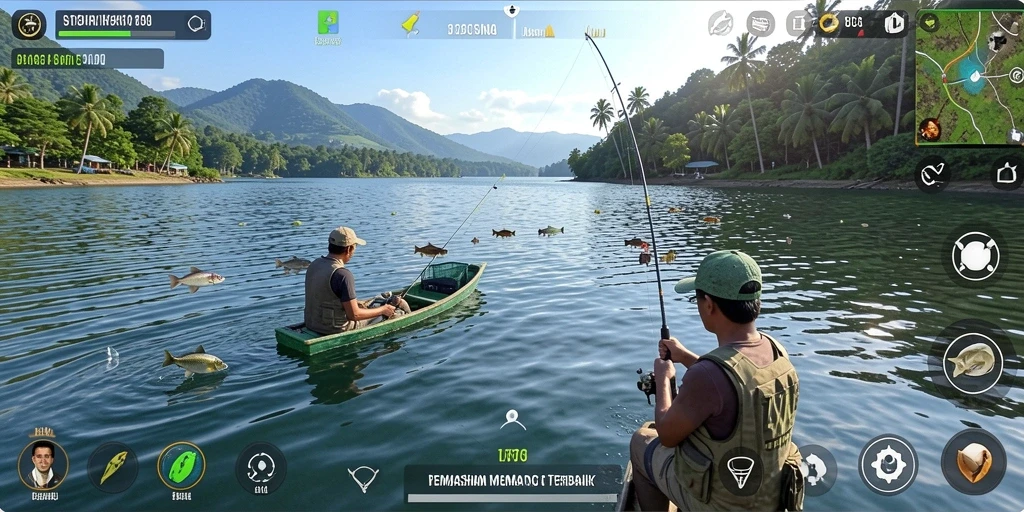 Tampilan gameplay L777 dengan aksi memancing yang seru dan grafis indah.