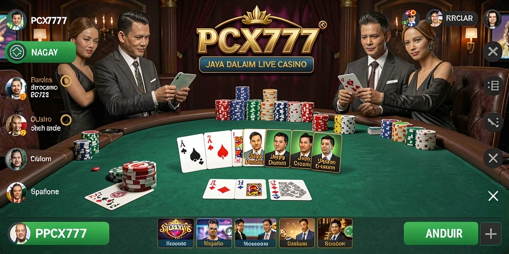 Screenshot gameplay Live Casino dengan dealer profesional di PCX777.