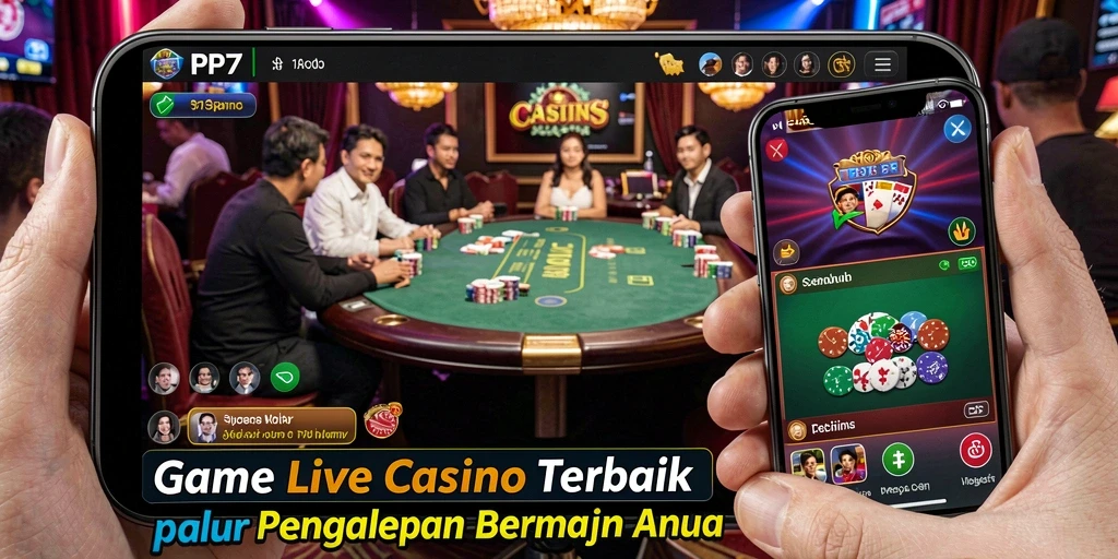 Tampilan gameplay Live Casino yang realistis dan interaktif dari PP7.