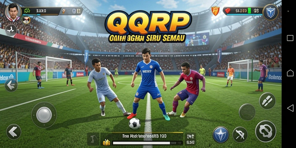 Tangkapan layar gameplay QQRP yang menampilkan aksi olahraga yang mendebarkan.