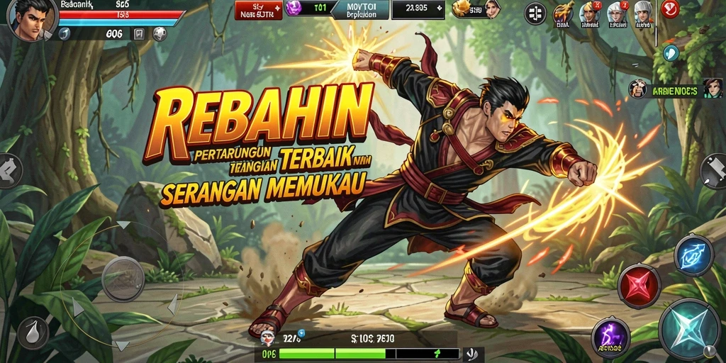Tampilan seru dari gameplay pertarungan di REBAHIN.