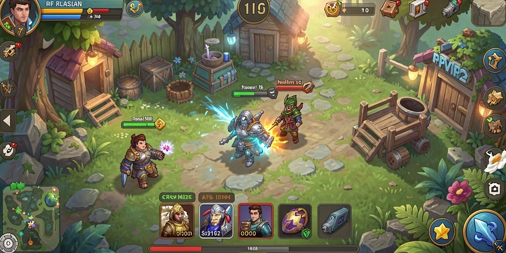 Tampilan gameplay RPVIP2 yang memikat dengan karakter dan efek animasi.