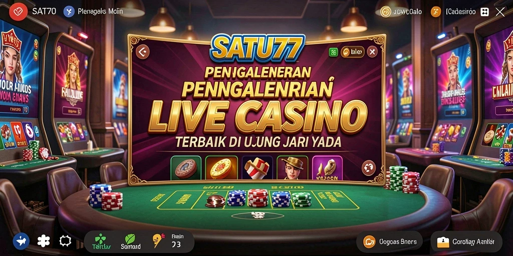 Screenshot gameplay SATU77 dengan dealer langsung interaktif.