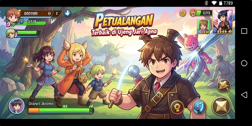 Tampilan gameplay ST789 yang penuh aksi dan karakter Anime yang menawan.