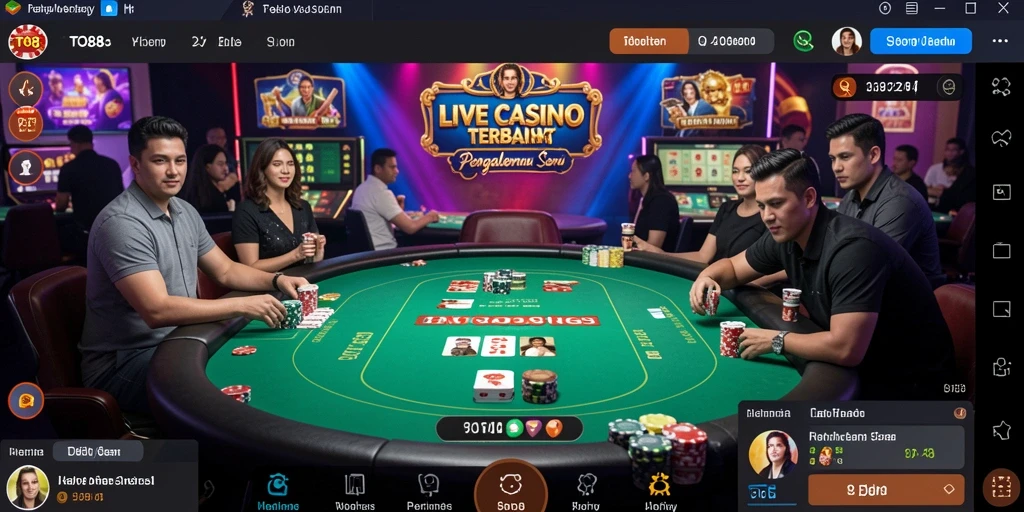 Tampilan gameplay seru TO88 yang menampilkan dealer profesional dan interaksi langsung.
